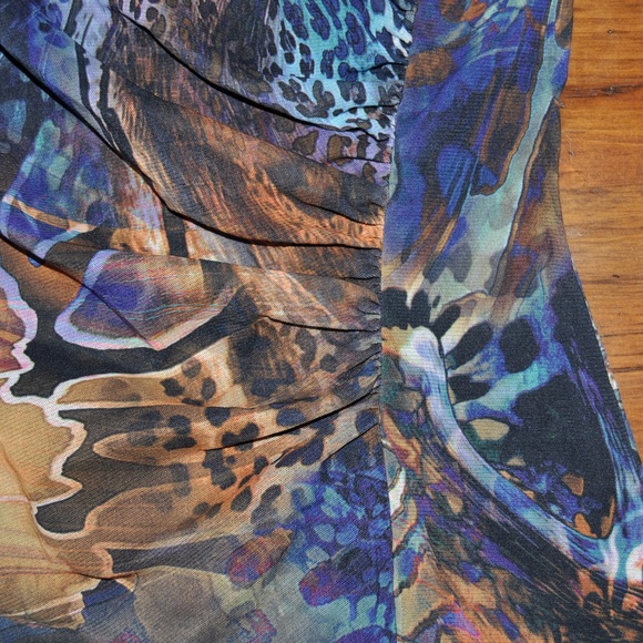 ELANA KATTAN Mixed Print Ruched Mesh Blouse [D5] - Picture 4 of 6